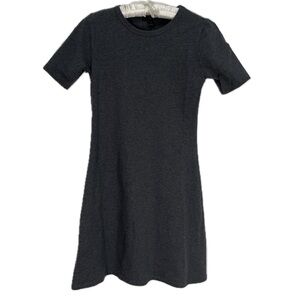 J Crew Grey Dress 100% Cotton Short Sleeve A-Line Modest Professional Work Sz XS